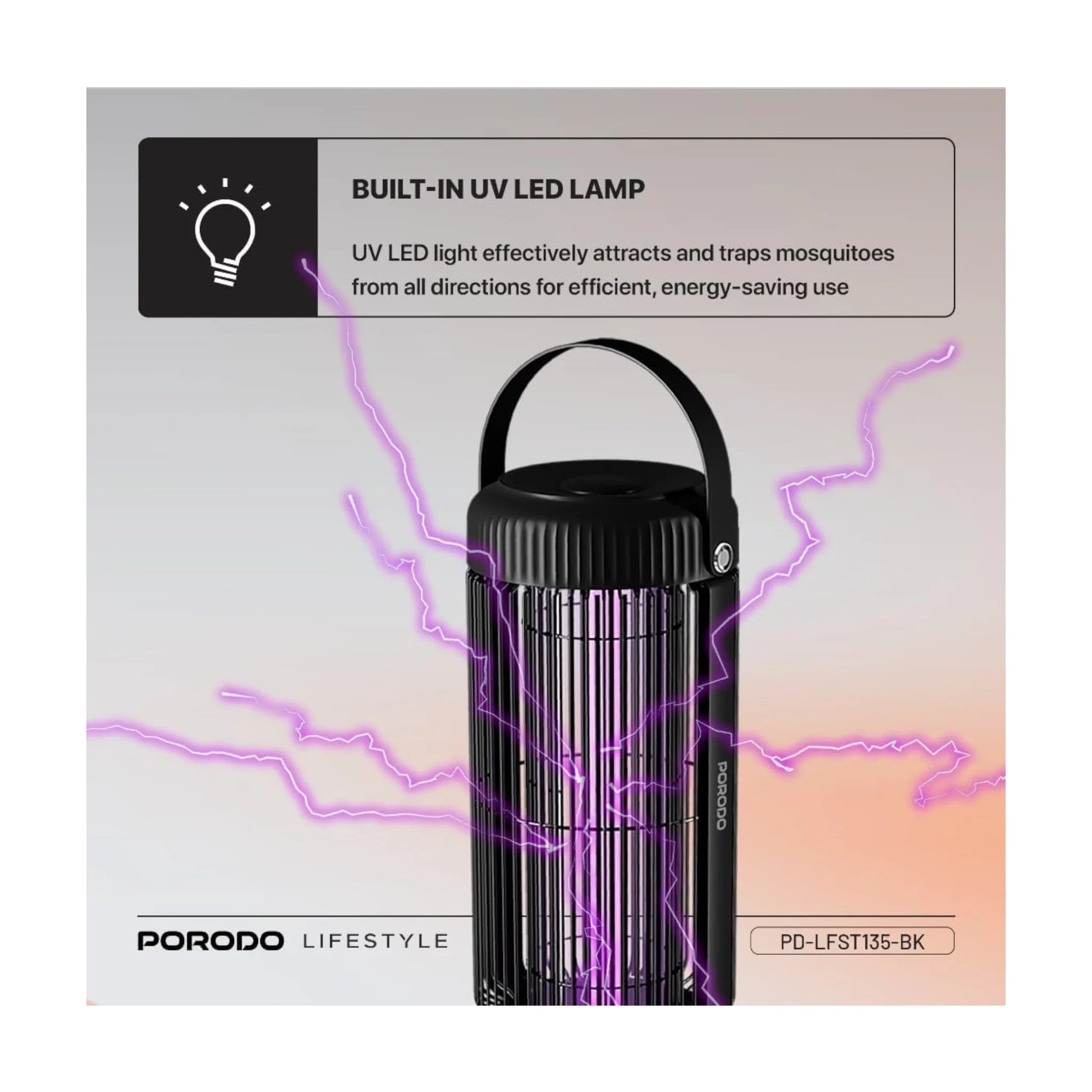 Porodo Mosquito Zapper 360° UV Portable Bug Killer, Up to 4 hours battery life. xStore in Qatar.