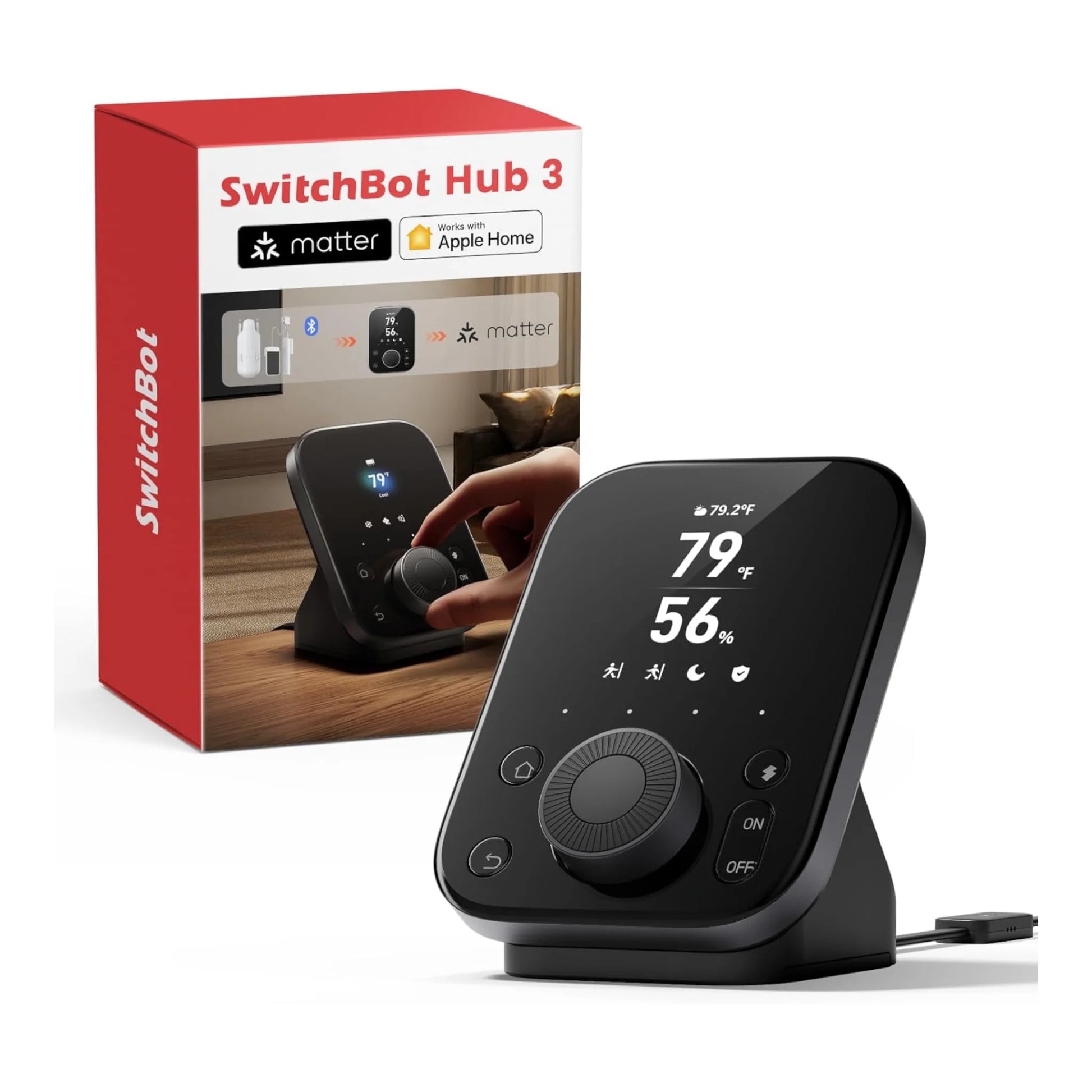 SwitchBot Hub 3 Smart Home Controller at xStore Qatar, Supports Matter & IR for smart integration. Control AC, TV, lights & more.