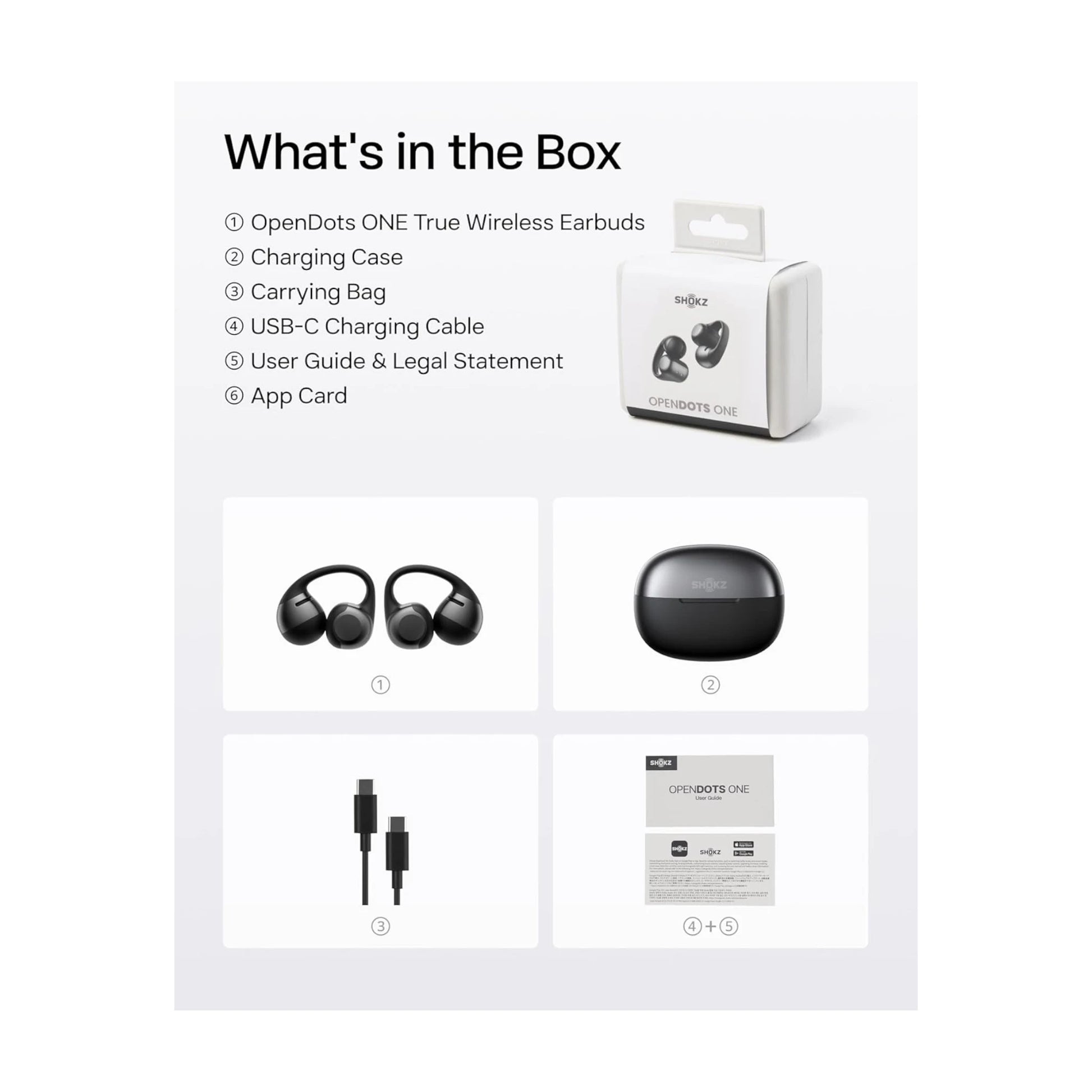 SHOKZ OpenDots ONE in Black at xStore.qa in Qatar, Up to 10 hours playback per charge / 40 hours with charging case