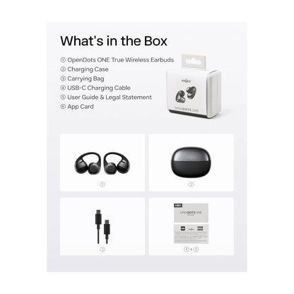 SHOKZ OpenDots ONE in Black at xStore.qa in Qatar, Up to 10 hours playback per charge / 40 hours with charging case