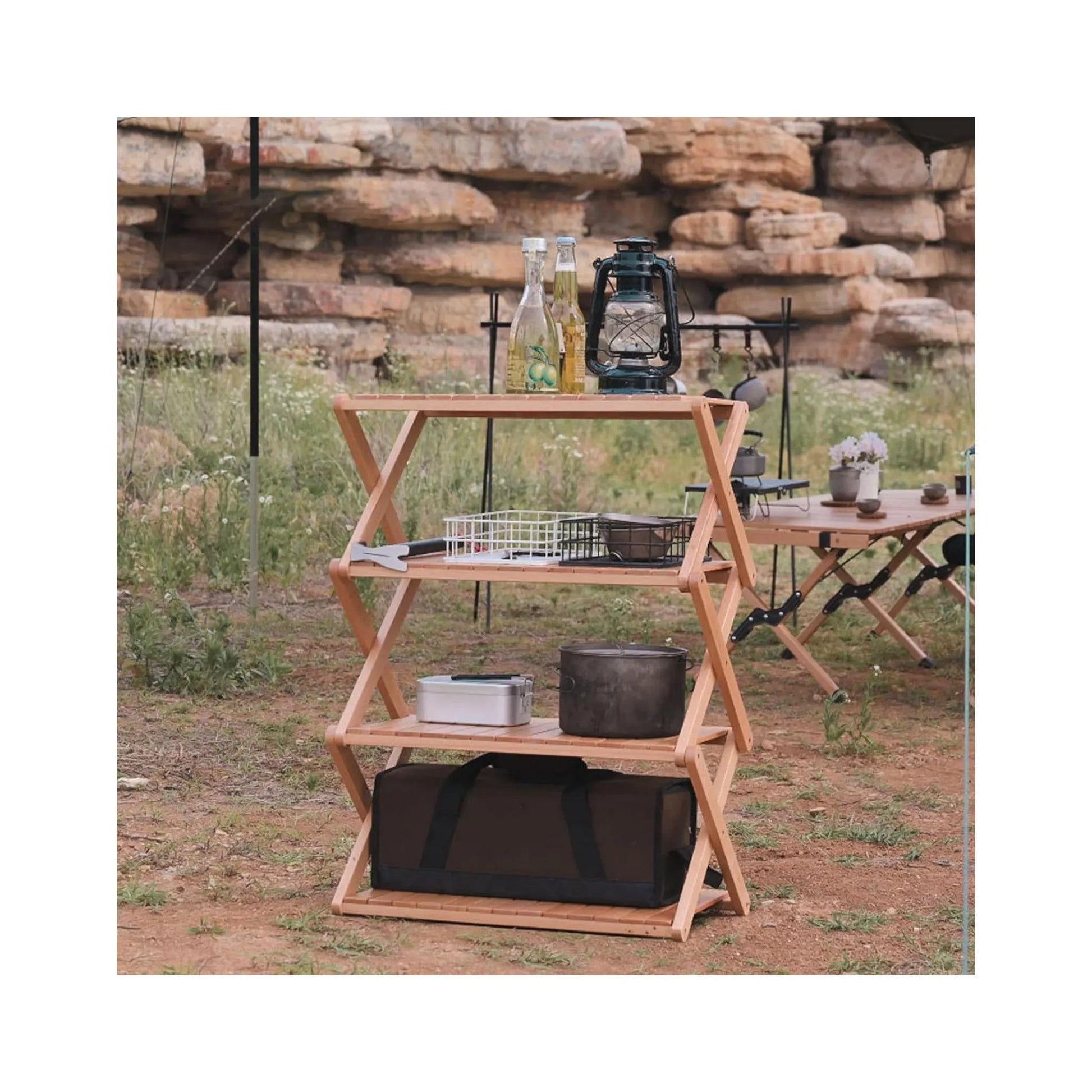 ‫‫احصل على رف تخزين خشبي قابل للطي من اكس ستور في قطر. تصميم خفيف ومتين من خشب الزان الصلب بجودة عالية.