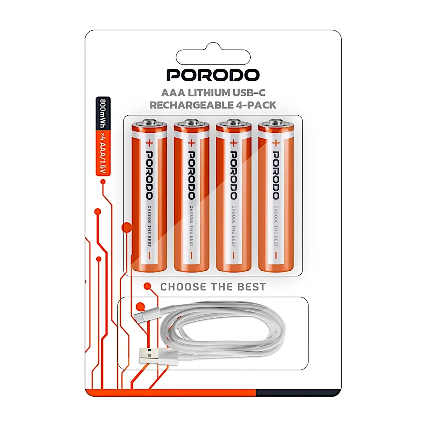 Porodo AAA USB-C Rechargeable Batteries