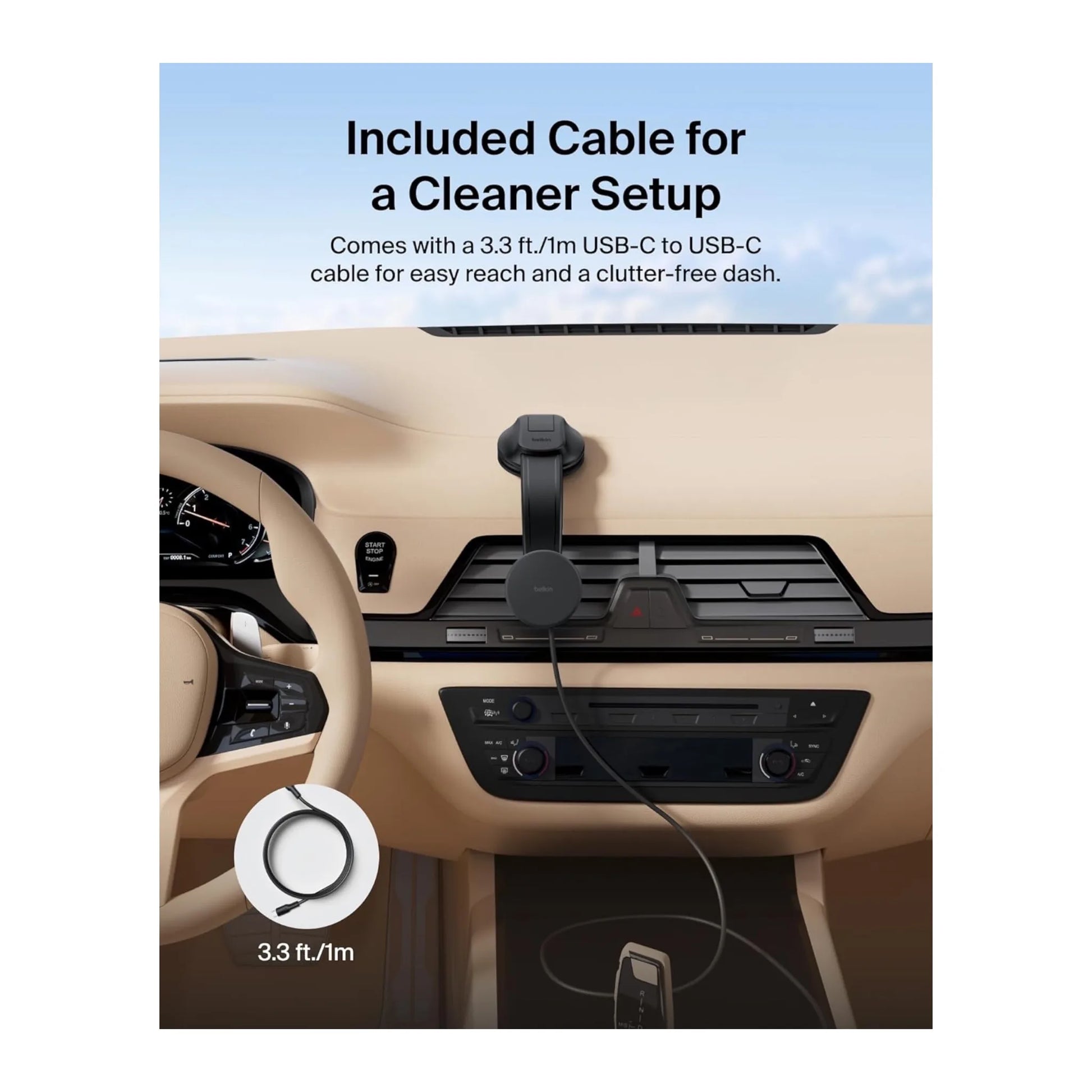 ‫احصل على ‫شاحن سيارة بيلكن ماج سيف من اكس ستور في قطر. دوران 360° وتثبيت قوي وشحن سريع بقوة ١٥ واط.