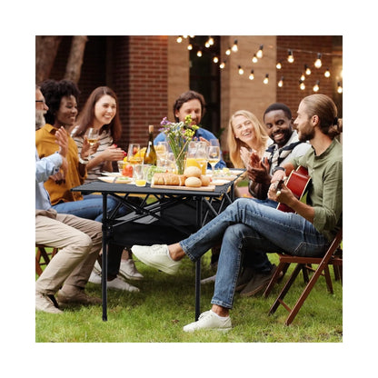 Folding Camping Table with Mesh Shelf, Perfect for camping, picnics, BBQs, garden, and beach, Available Now From xStore.qa in Qatar.