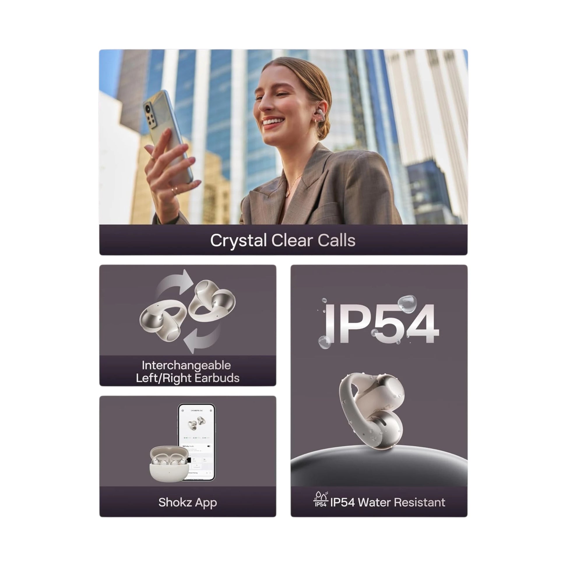 SHOKZ OpenDots ONE in Grey at xStore.qa in Qatar, Up to 10 hours playback per charge / 40 hours with charging case