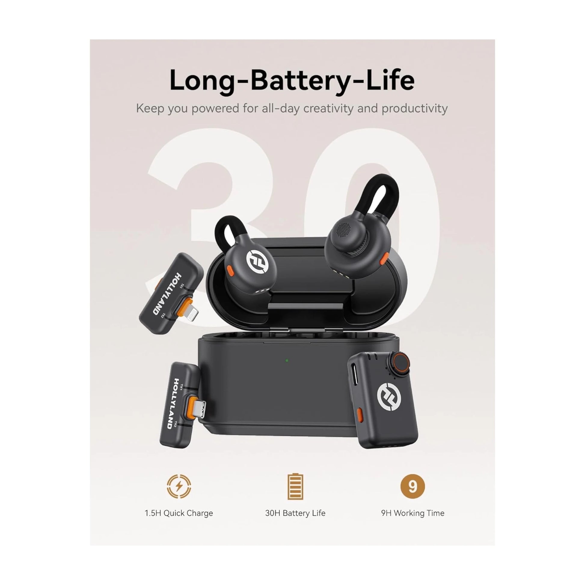 ‫‫ميكروفون هوليلاند LARK M2S - كومبو من اكس ستور في قطر، صوت نقي، إلغاء ضوضاء، بطارية ٣٠ ساعة بجودة صوت عالية.