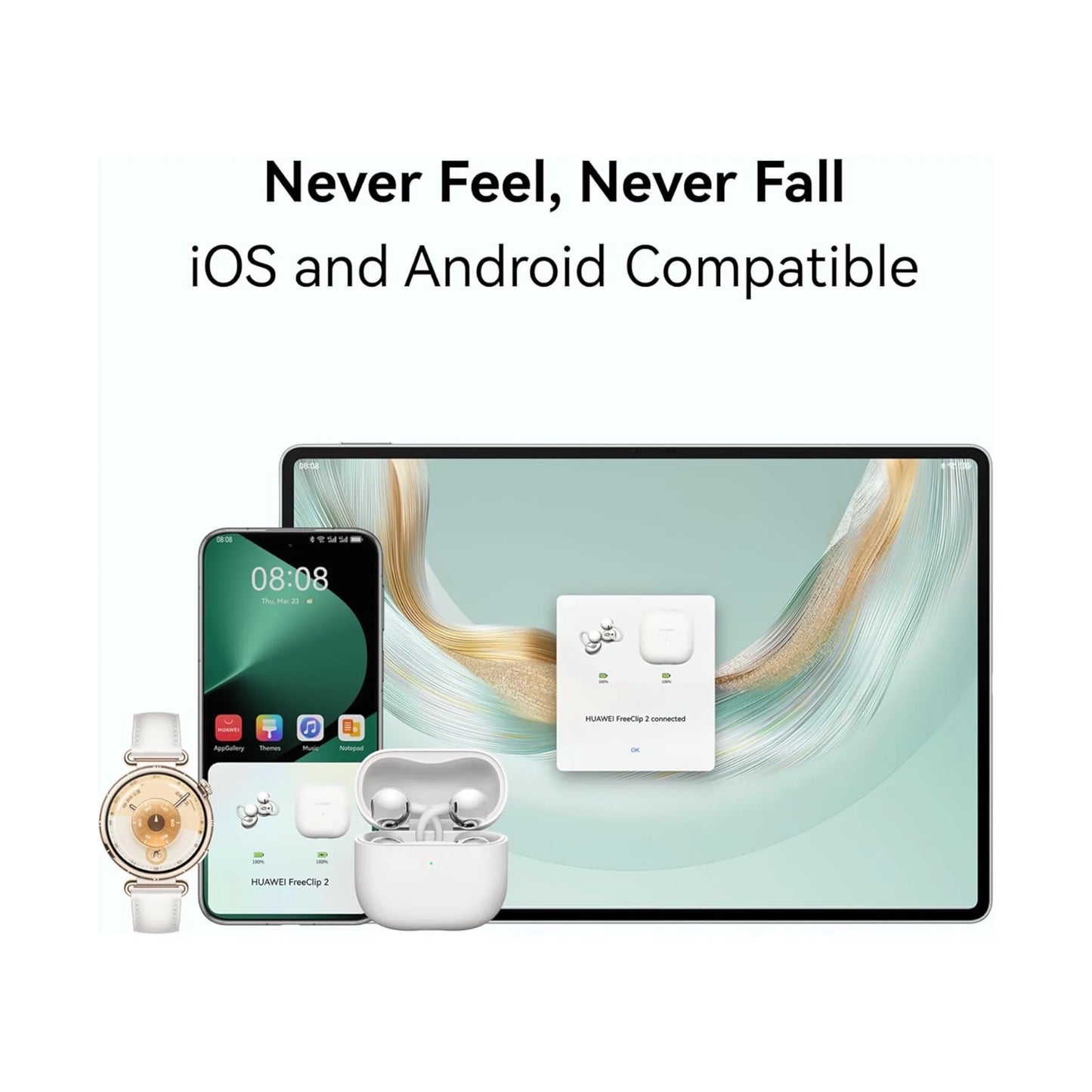 Get HUAWEI FreeClip 2 From xStore in Qatar, with a comfortable open-ear design, Advanced AI call noise cancellation.