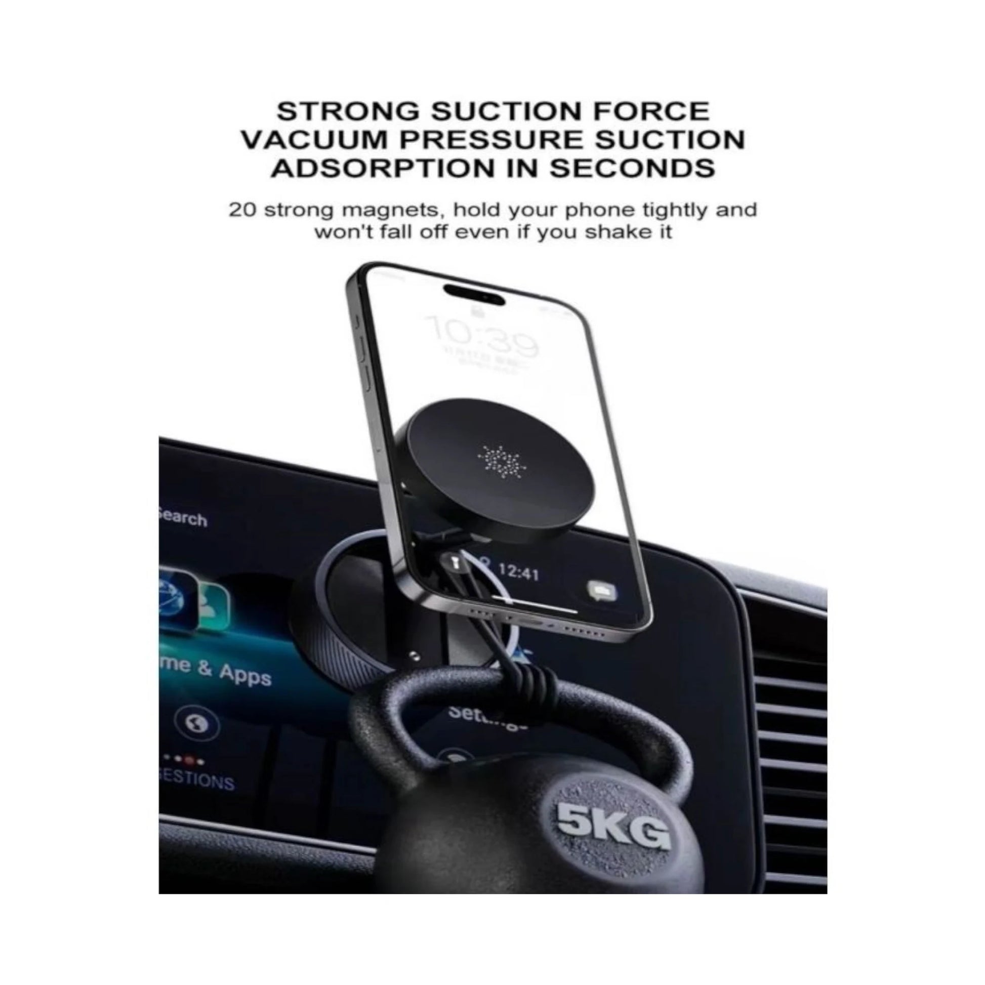 ‫360° Magnetic Car Phone Mount with Vacuum Suction‬, strong magnet + vacuum suction, Available now from xStore.qa, Qatar.
