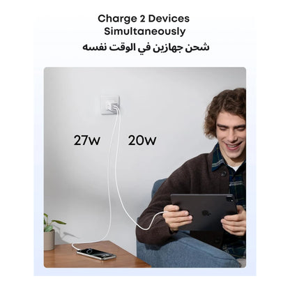 ‫شاحن أنكر نانو ٤٧ واط من اكس ستور في قطر. شحن سريع  USB-C بتصميم مدمج للاستخدام اليومي والسفر والعمل. يدعم شحن جهازين