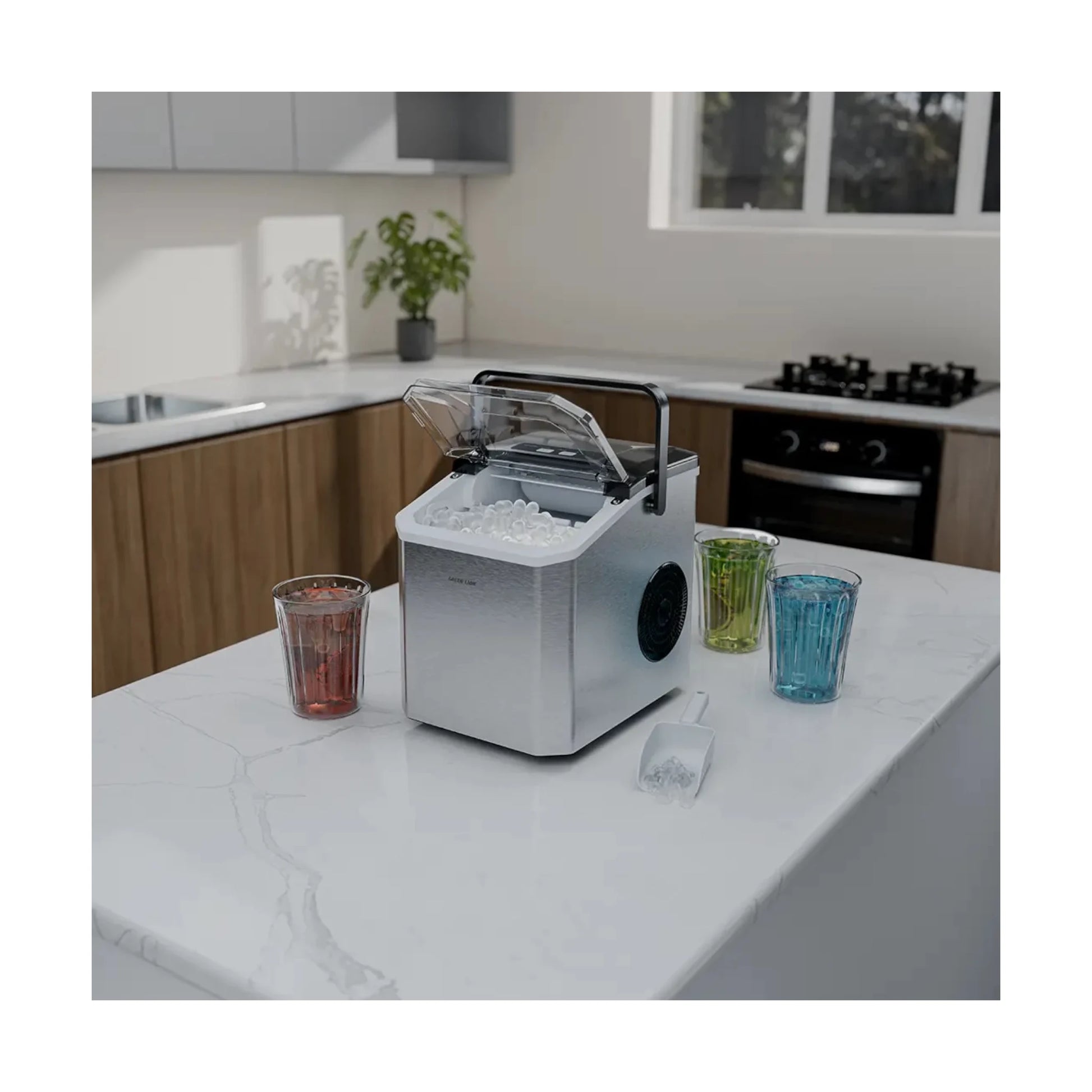 Green Lion ice maker stainless steel compact ice machine 8 minute cycle xStore in Qatar
