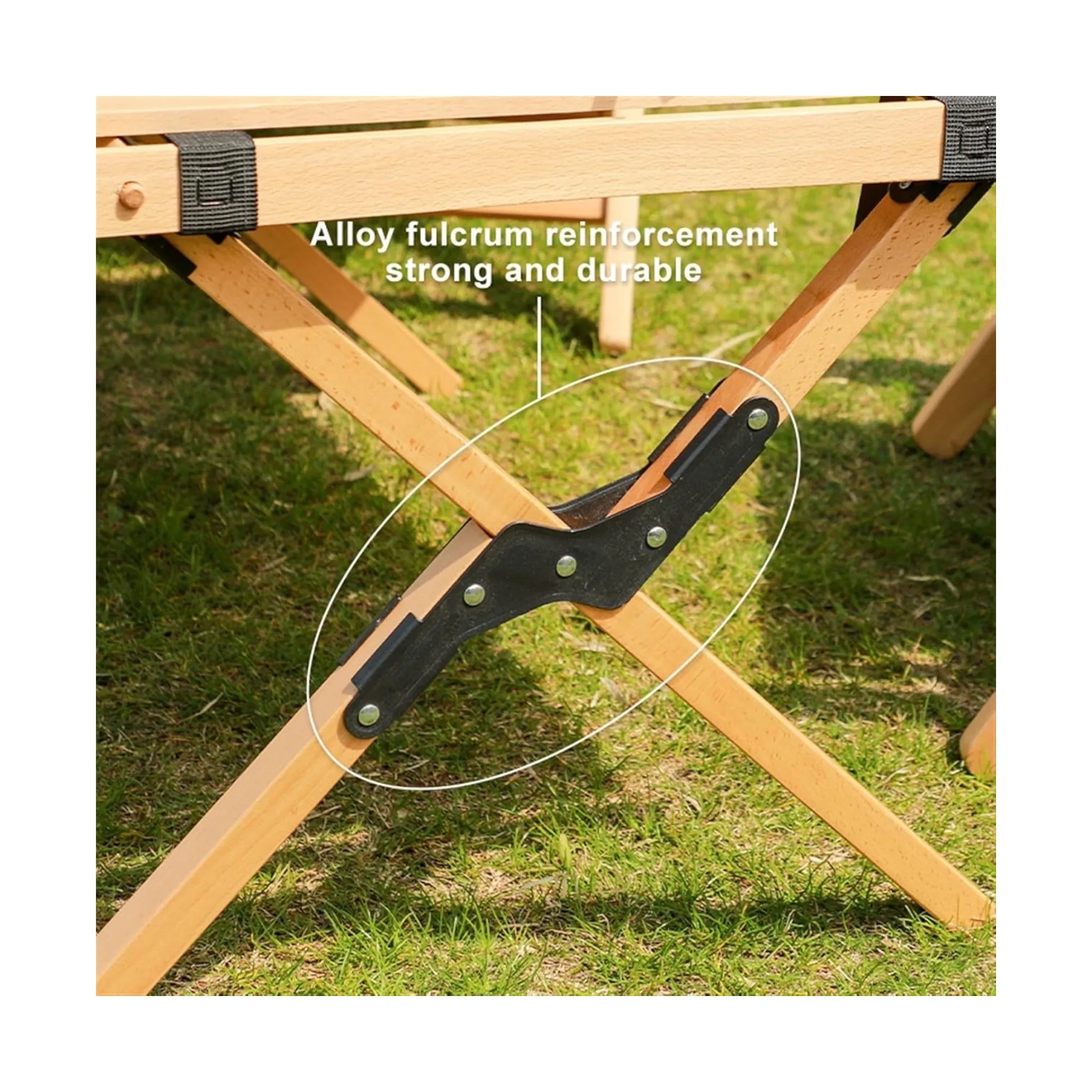 Portable Wooden Folding Camping Table, Made of weatherproof acacia wood for durability, Available Now From xStore.qa Qatar.