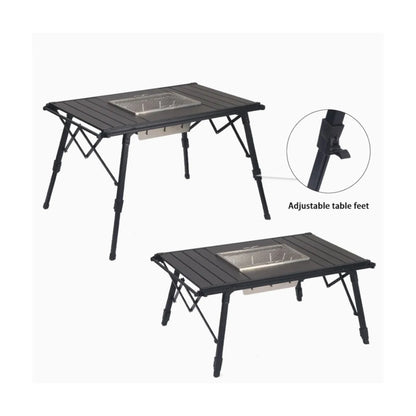 ‫احصل على طاولة تخييم قابلة للطي من اكس ستور في قطر. ألومنيوم متين، وزن ٤ كجم، ارتفاع قابل للتعديل، مثالية للطبخ، النزهات. 