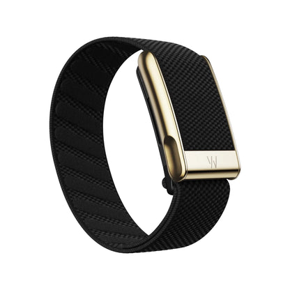 Whoop MG SuperKnit Luxe Band Obsidian premium knit strap with gold clasp, Available Now From xStore.qa in Qatar. 