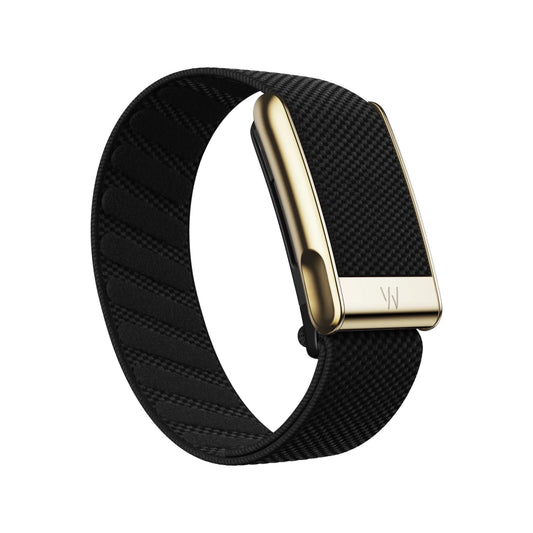Whoop MG SuperKnit Luxe Band Obsidian premium knit strap with gold clasp, Available Now From xStore.qa in Qatar. 