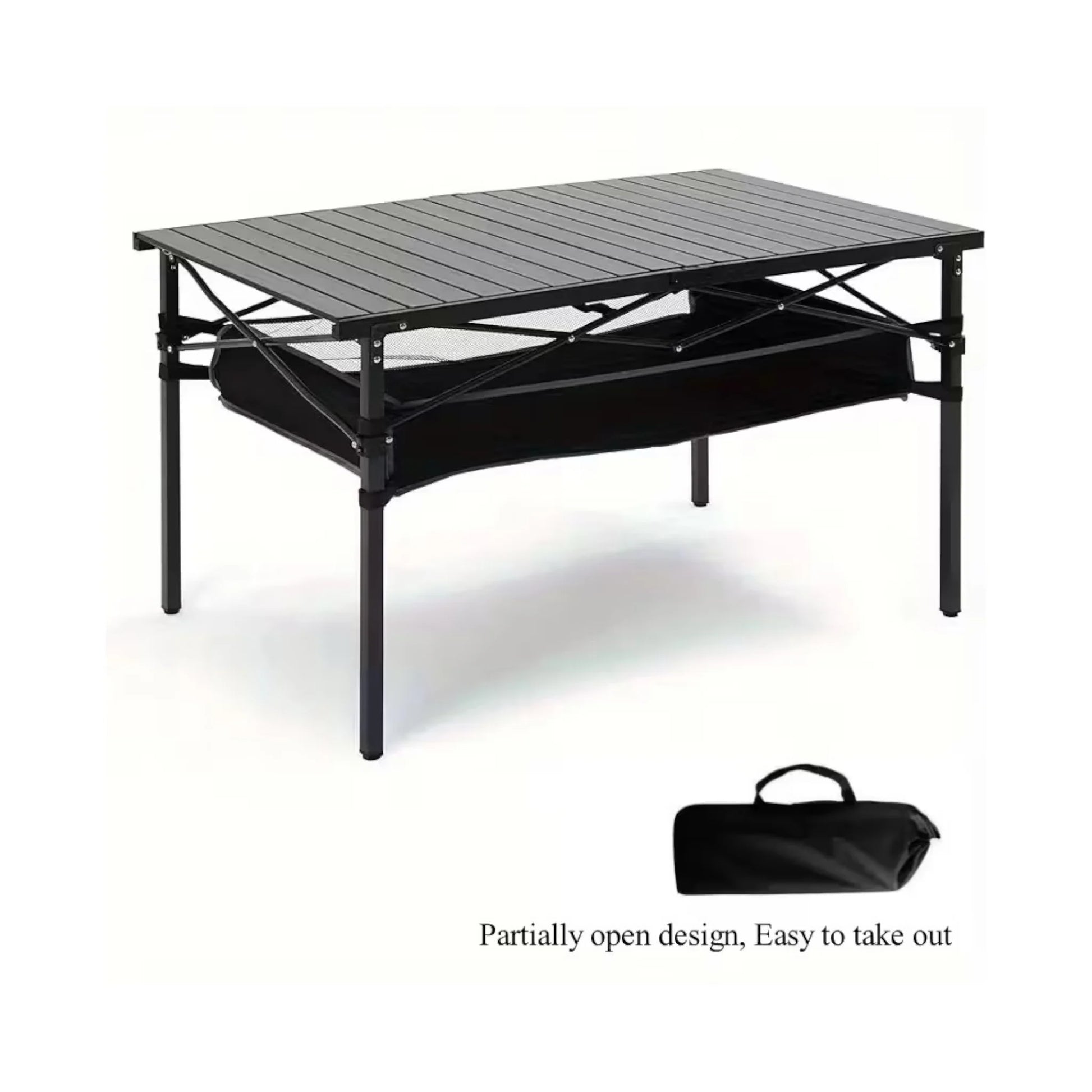 Folding Camping Table with Mesh Shelf, Perfect for camping, picnics, BBQs, garden, and beach, Available Now From xStore.qa in Qatar.
