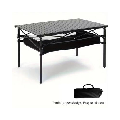 Folding Camping Table with Mesh Shelf, Perfect for camping, picnics, BBQs, garden, and beach, Available Now From xStore.qa in Qatar.