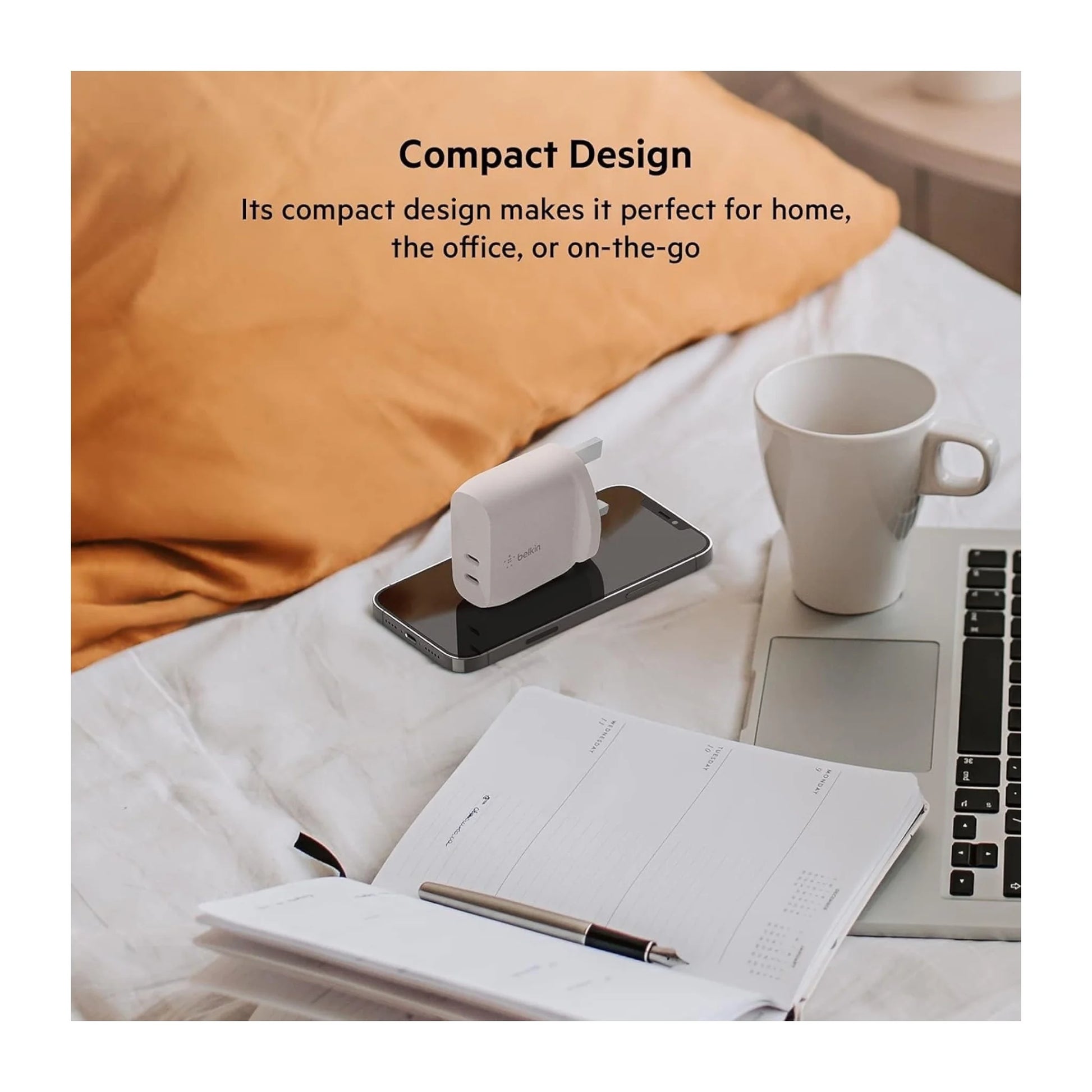 Belkin Dual USB-C Wall Charger 40W, Compatible with Apple, Samsung, Google, and more, xStore in Qatar.