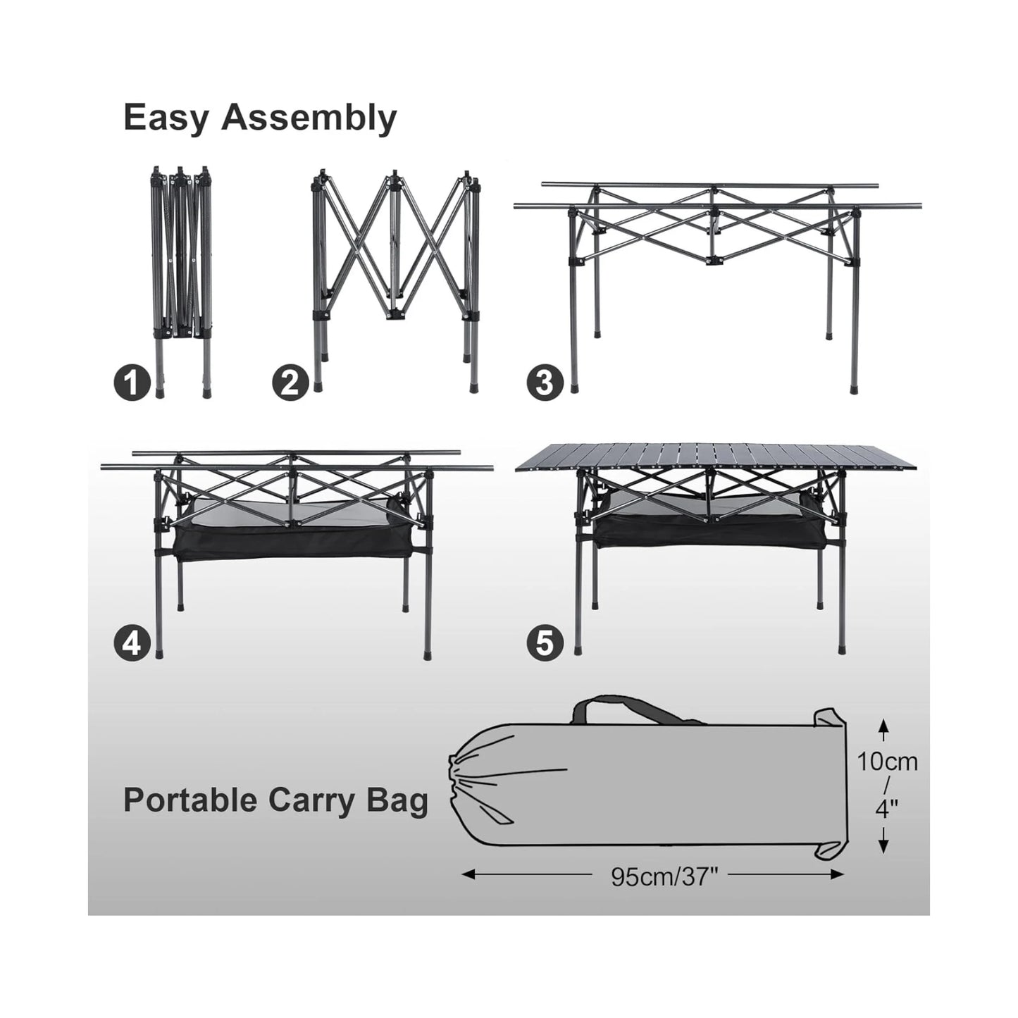 Folding Camping Table with Mesh Shelf, Perfect for camping, picnics, BBQs, garden, and beach, Available Now From xStore.qa in Qatar.