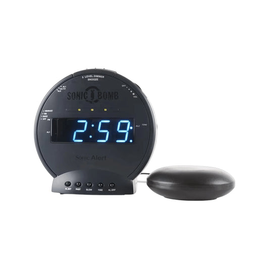 Sonic Bomb alarm clock with super shaker, loud sound, and vibration, perfect for heavy sleepers. from xStore in Qatar.